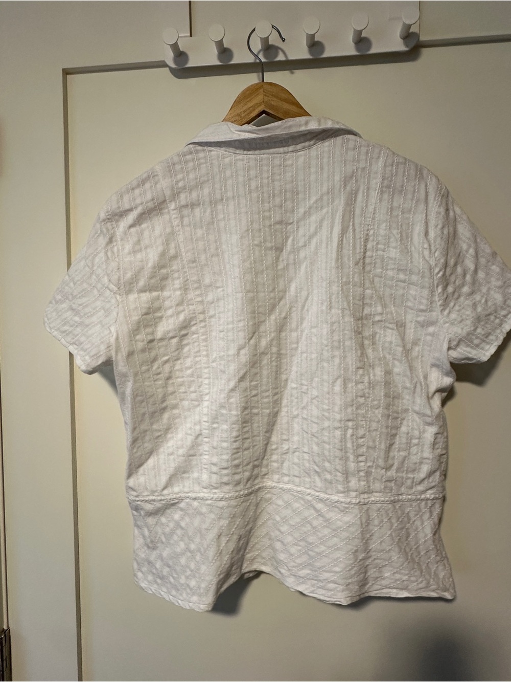 White Short-Sleeve Button Front Top - Picture 3 of 3